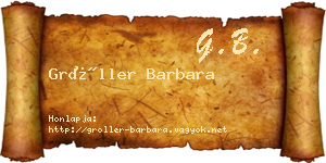 Gröller Barbara névjegykártya